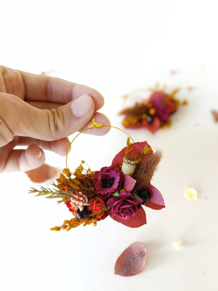 Autumn Flower Earrings: Woodland Wedding Jewelry – handmade floral hair accessory by magaela