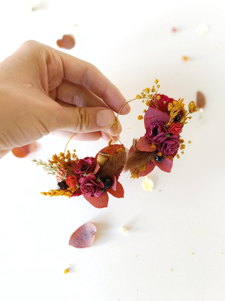 Autumn Flower Earrings: Woodland Wedding Jewelry – handmade floral hair accessory by magaela