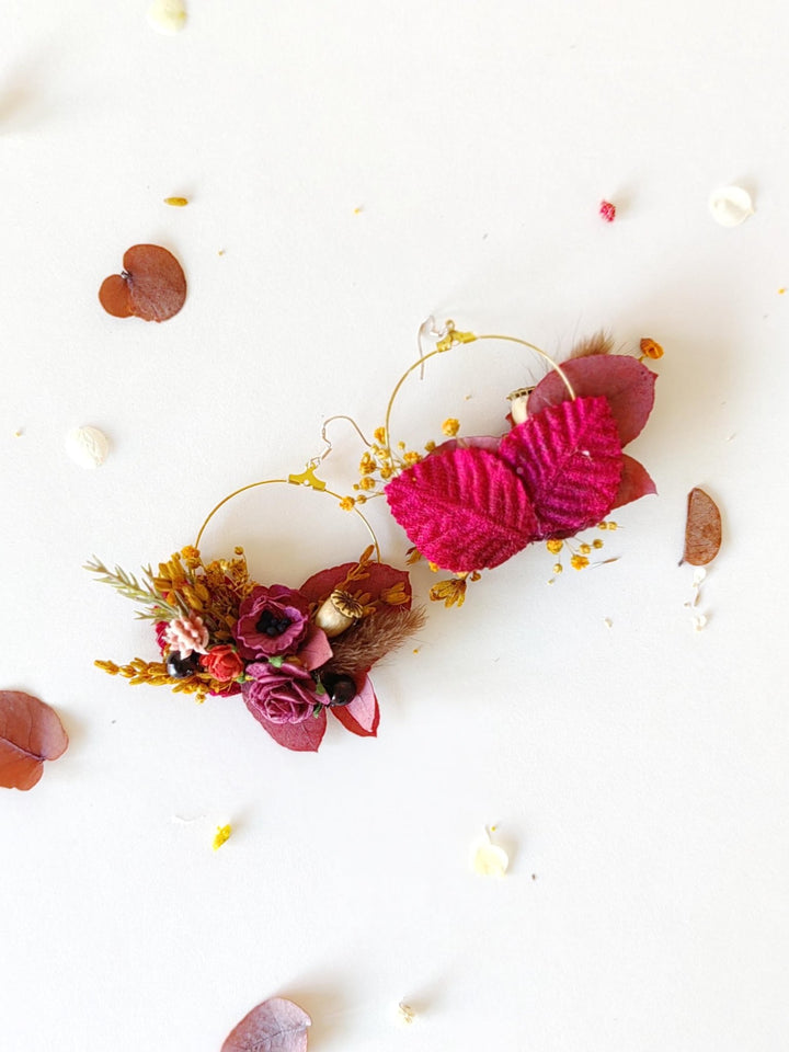 Autumn Flower Earrings: Woodland Wedding Jewelry – handmade floral hair accessory by magaela