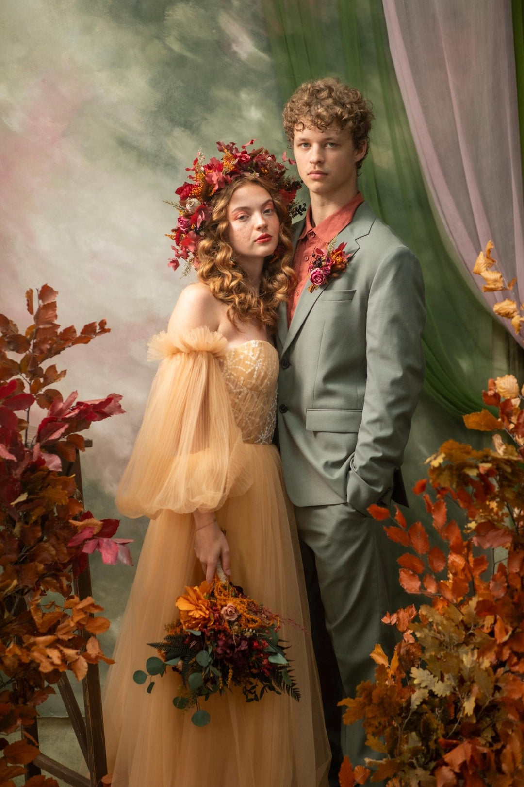 Terracotta Bridal Bouquet: Autumn Wedding Boho Bouquet – handmade floral hair accessory by magaela