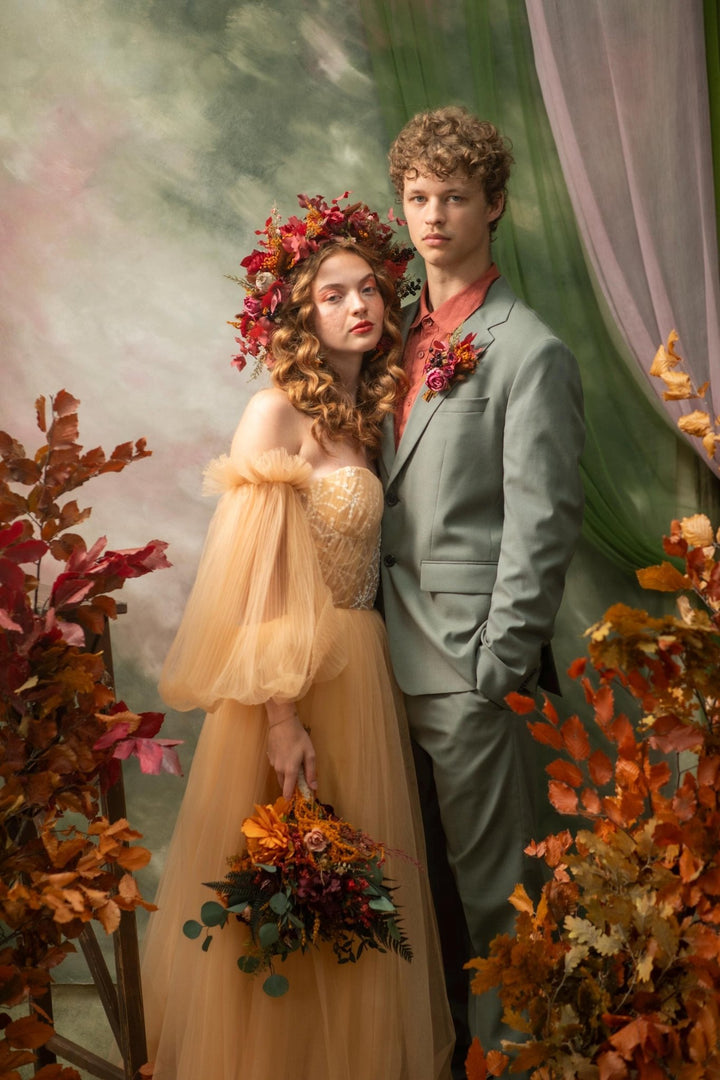 Terracotta Bridal Bouquet: Autumn Wedding Boho Bouquet – handmade floral hair accessory by magaela