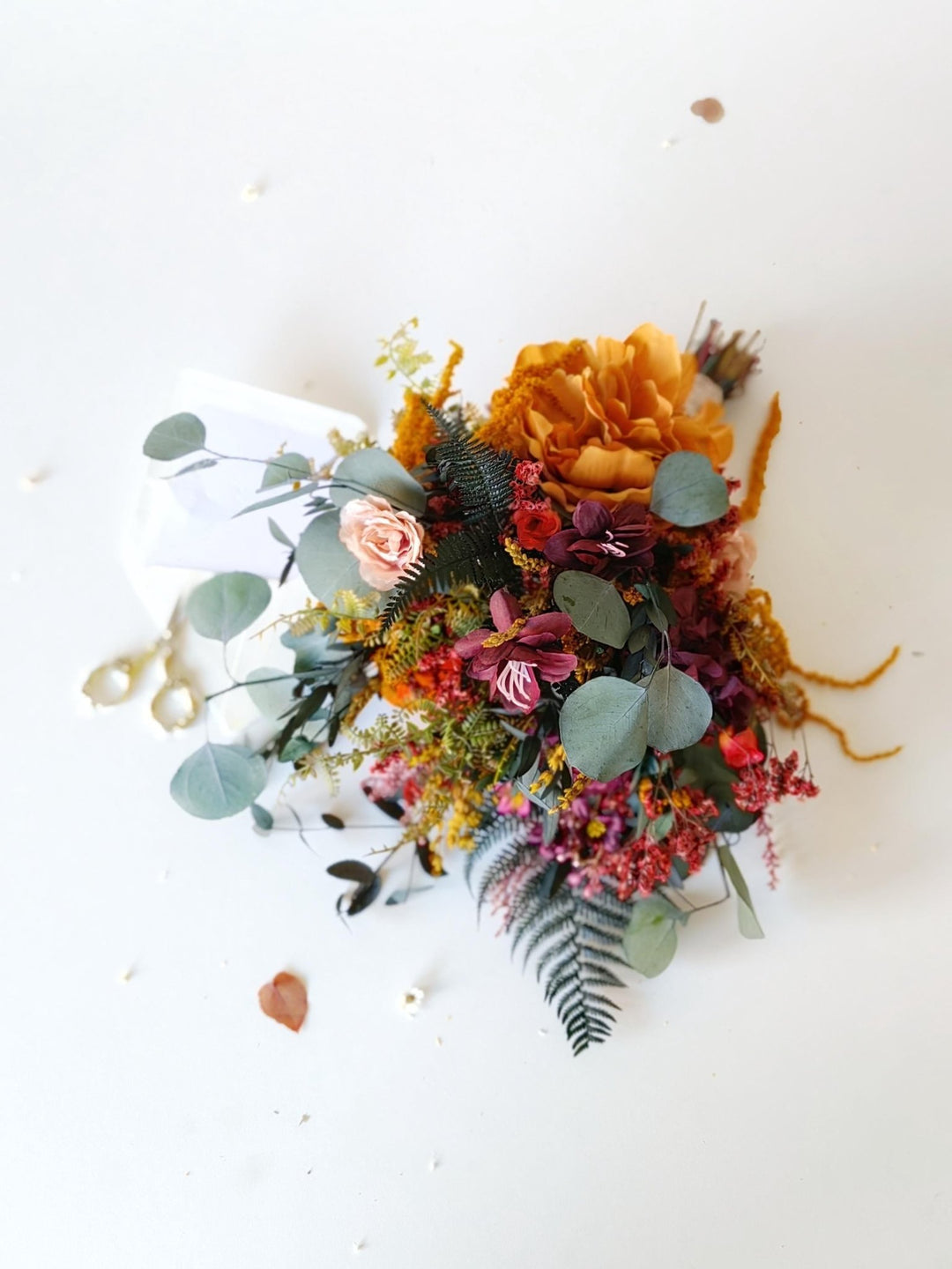 Terracotta Bridal Bouquet: Autumn Wedding Boho Bouquet – handmade floral hair accessory by magaela