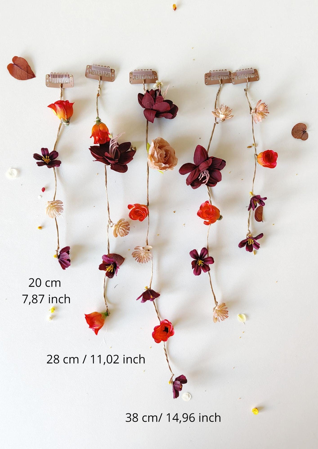 Autumn Bridal Hair Vine with Flower Veil: Cottagecore Wedding – handmade floral hair accessory by magaela