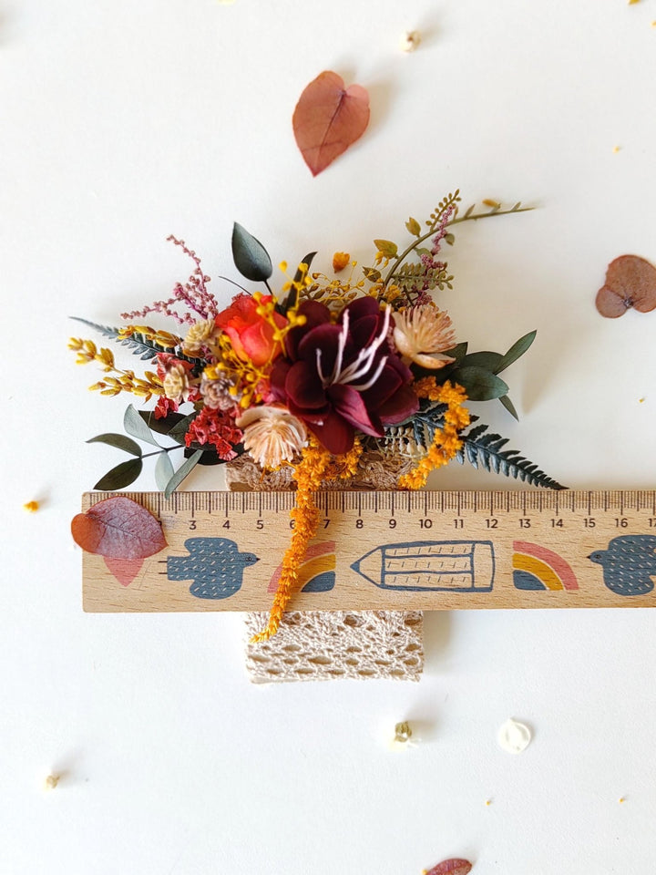 Autumn Pocket Boutonniere: Rustic Burgundy Fall Wedding Accessory – handmade floral hair accessory by magaela