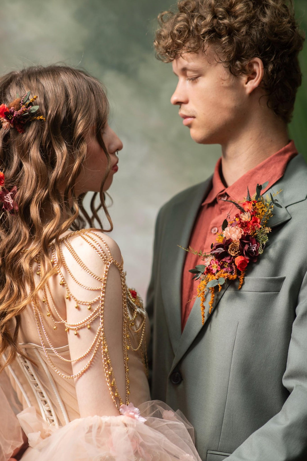 Autumn Rustic Brooch Boutonniere: Burgundy Fall Wedding Corsage – handmade floral hair accessory by magaela