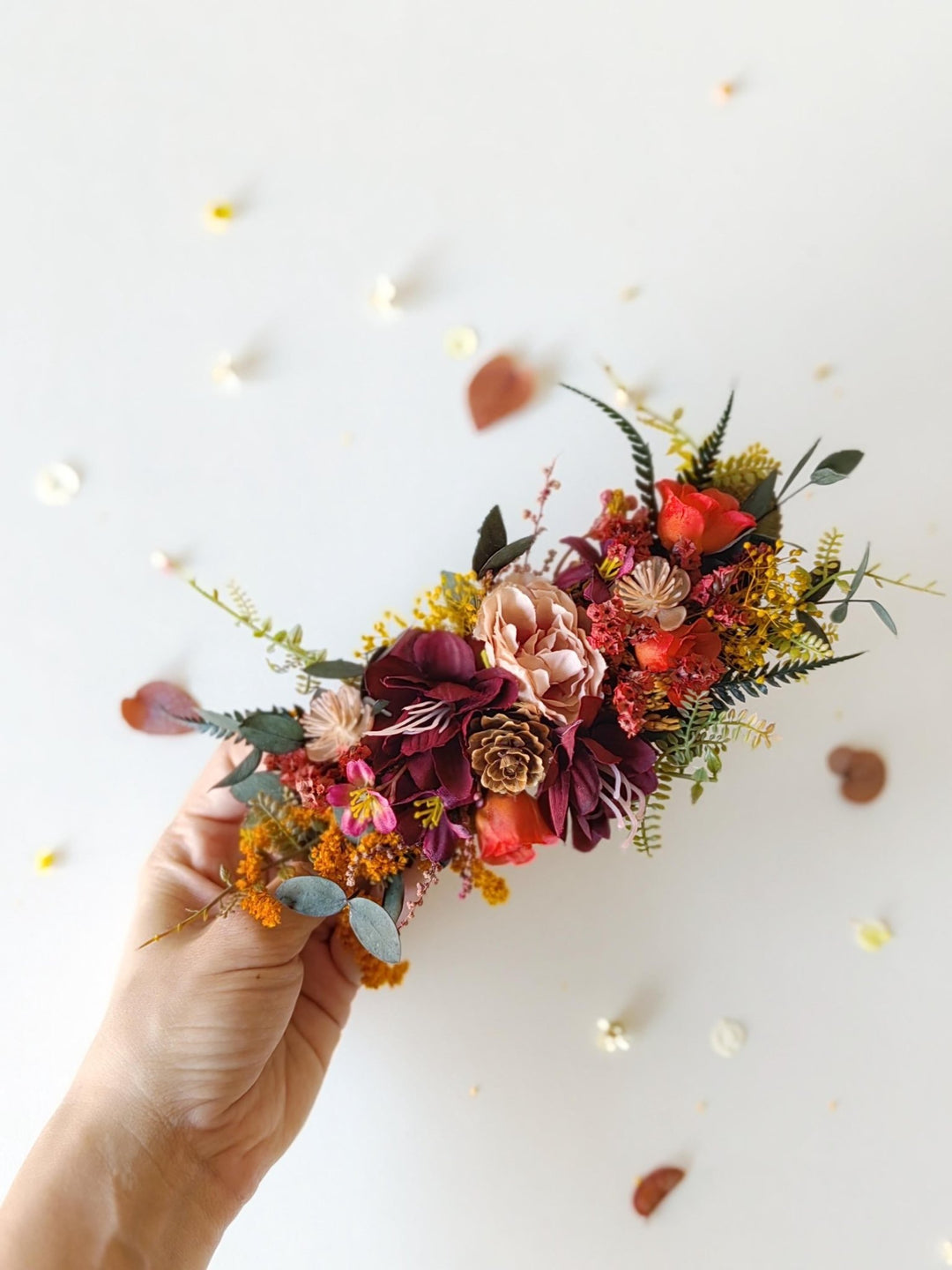 Autumn Rustic Brooch Boutonniere: Burgundy Fall Wedding Corsage – handmade floral hair accessory by magaela