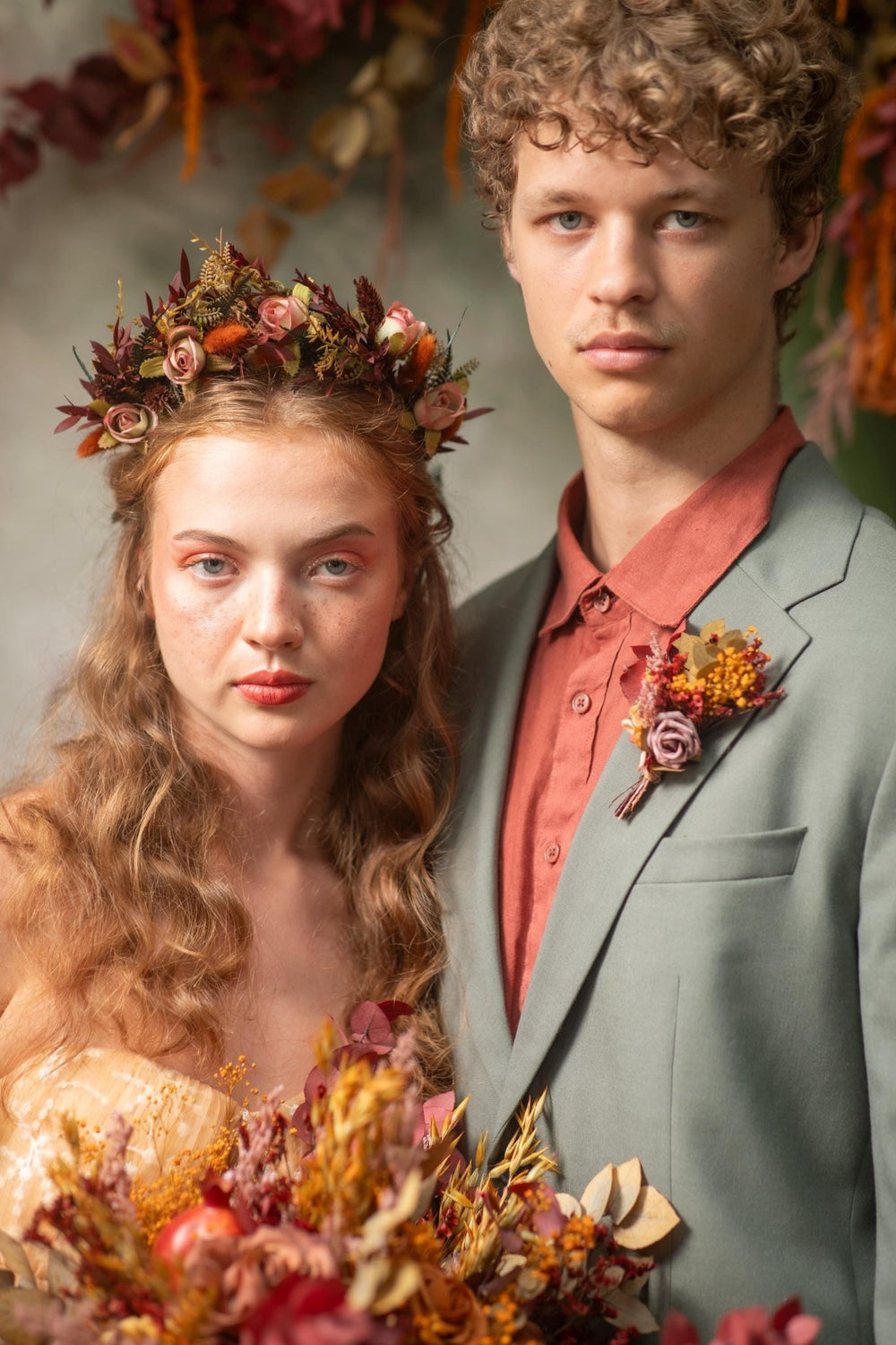 Autumn Boho Groom Boutonniere: Rustic Fall Wedding Accessory – handmade floral hair accessory by magaela