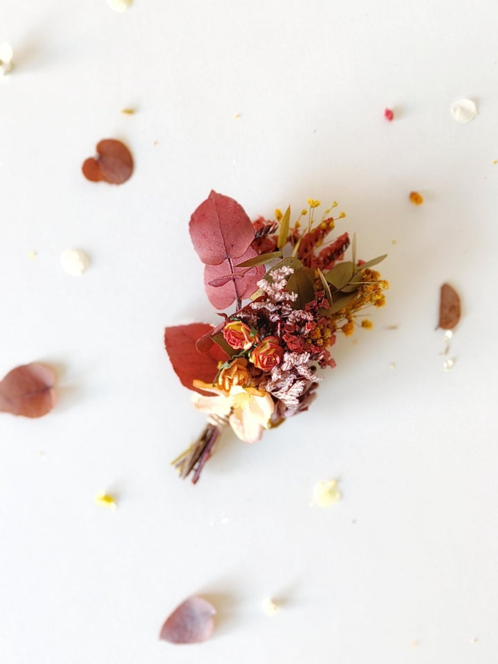 Autumn Boho Groom Boutonniere: Rustic Fall Wedding Accessory – handmade floral hair accessory by magaela