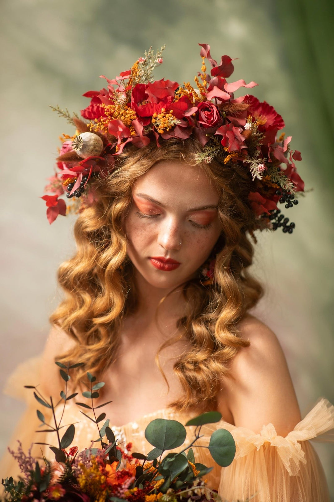 Boho Autumn Flower Crown: Woodland Wedding Hair Wreath – handmade floral hair accessory by magaela