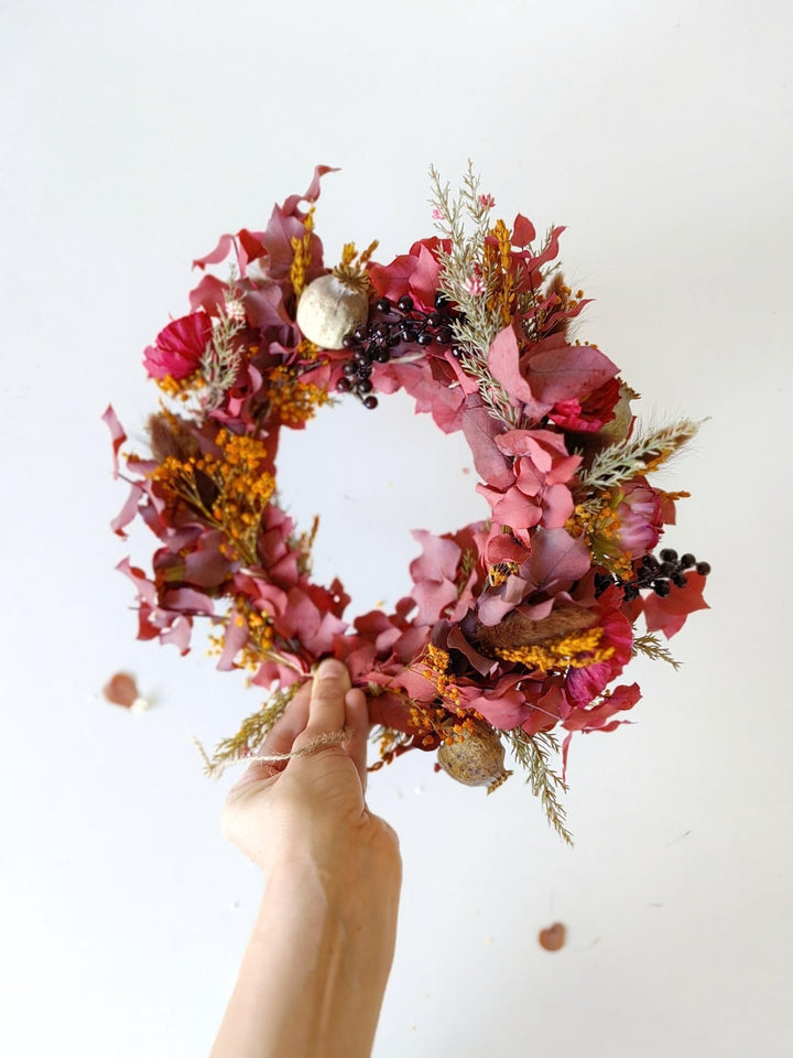 Boho Autumn Flower Crown: Woodland Wedding Hair Wreath – handmade floral hair accessory by magaela