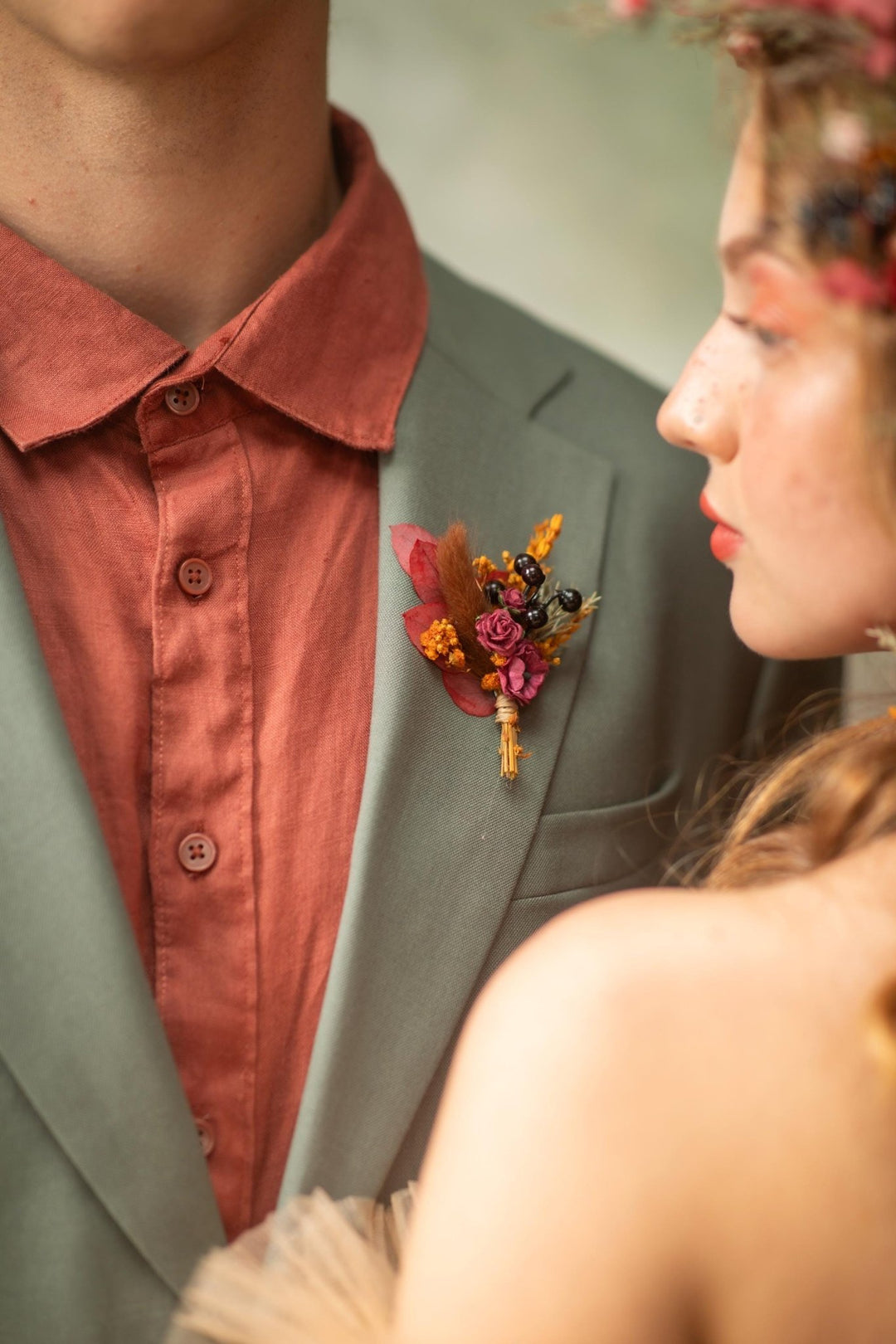 Autumn Flower Boutonniere: Rustic Wedding Groom Accessory – handmade floral hair accessory by magaela