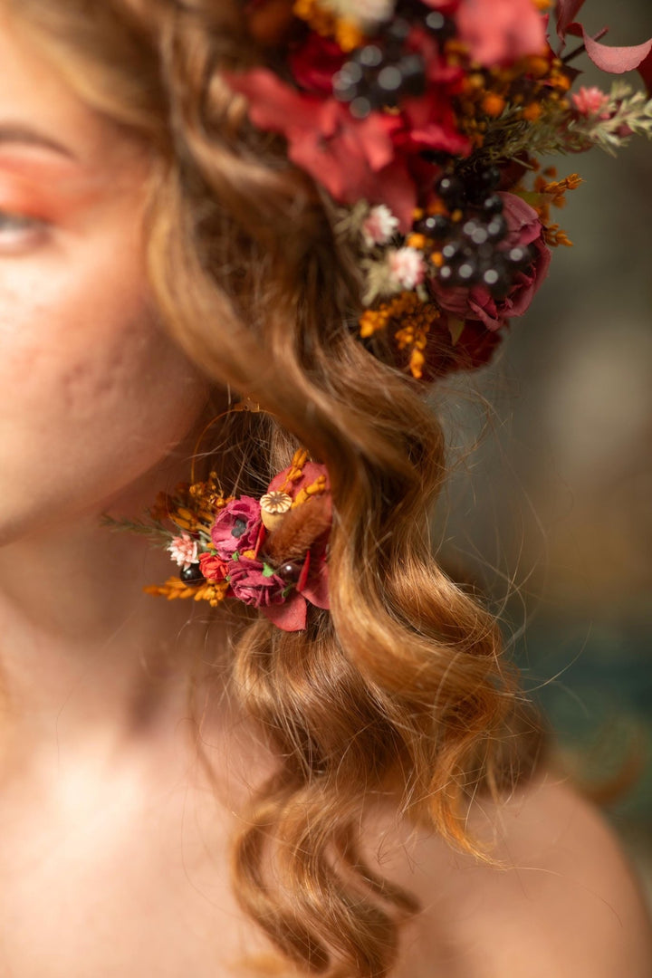 Autumn Flower Earrings: Woodland Wedding Jewelry – handmade floral hair accessory by magaela