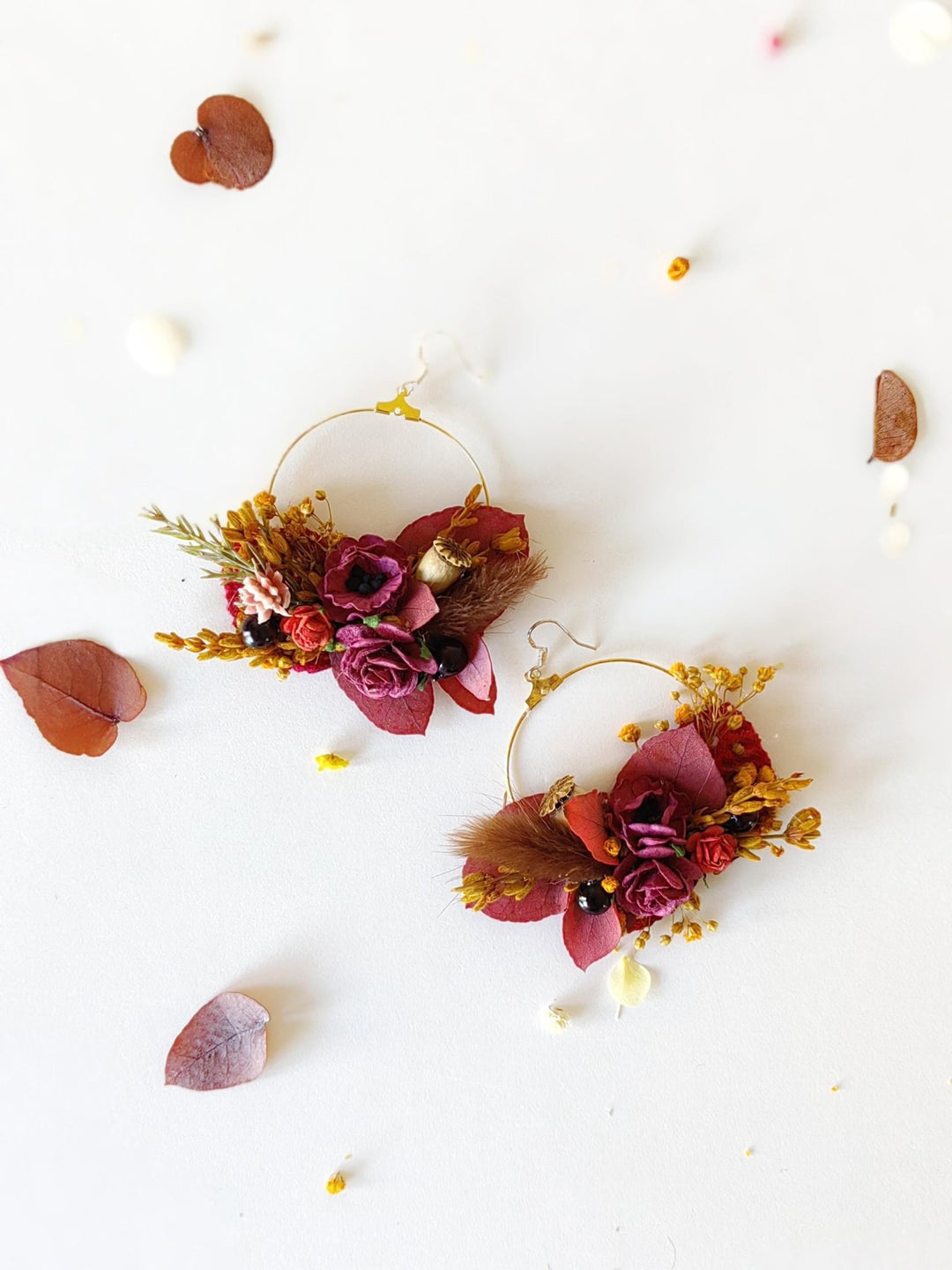 Autumn Flower Earrings: Woodland Wedding Jewelry – handmade floral hair accessory by magaela