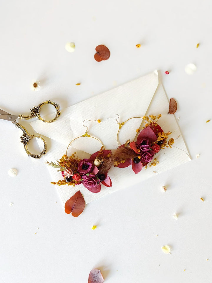 Autumn Flower Earrings: Woodland Wedding Jewelry – handmade floral hair accessory by magaela