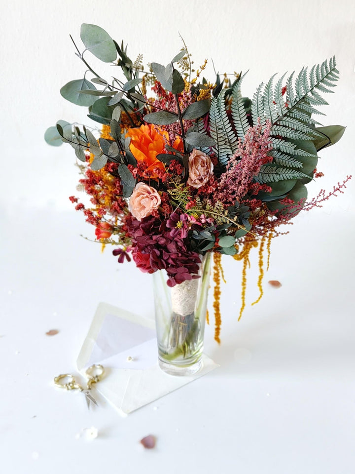 Terracotta Bridal Bouquet: Autumn Wedding Boho Bouquet – handmade floral hair accessory by magaela