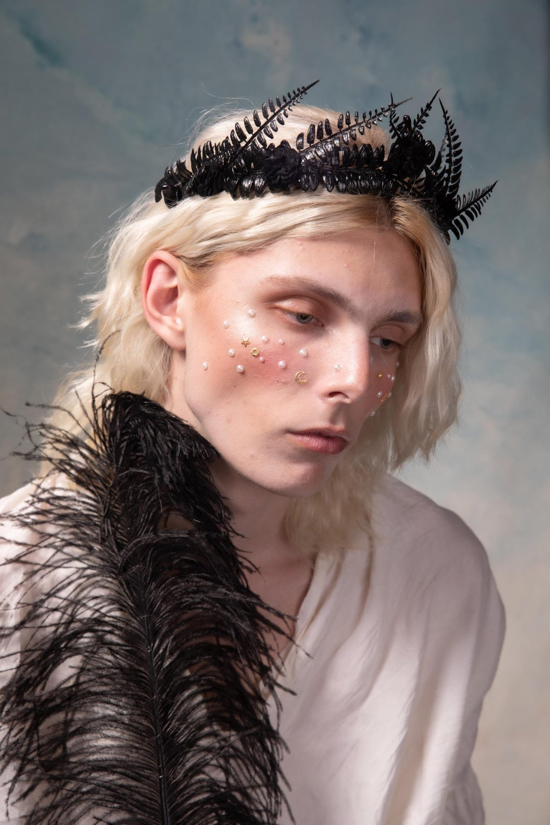 Black Flower Crown: Gothic Wedding Tiara, Pagan Headpiece – handmade floral hair accessory by magaela