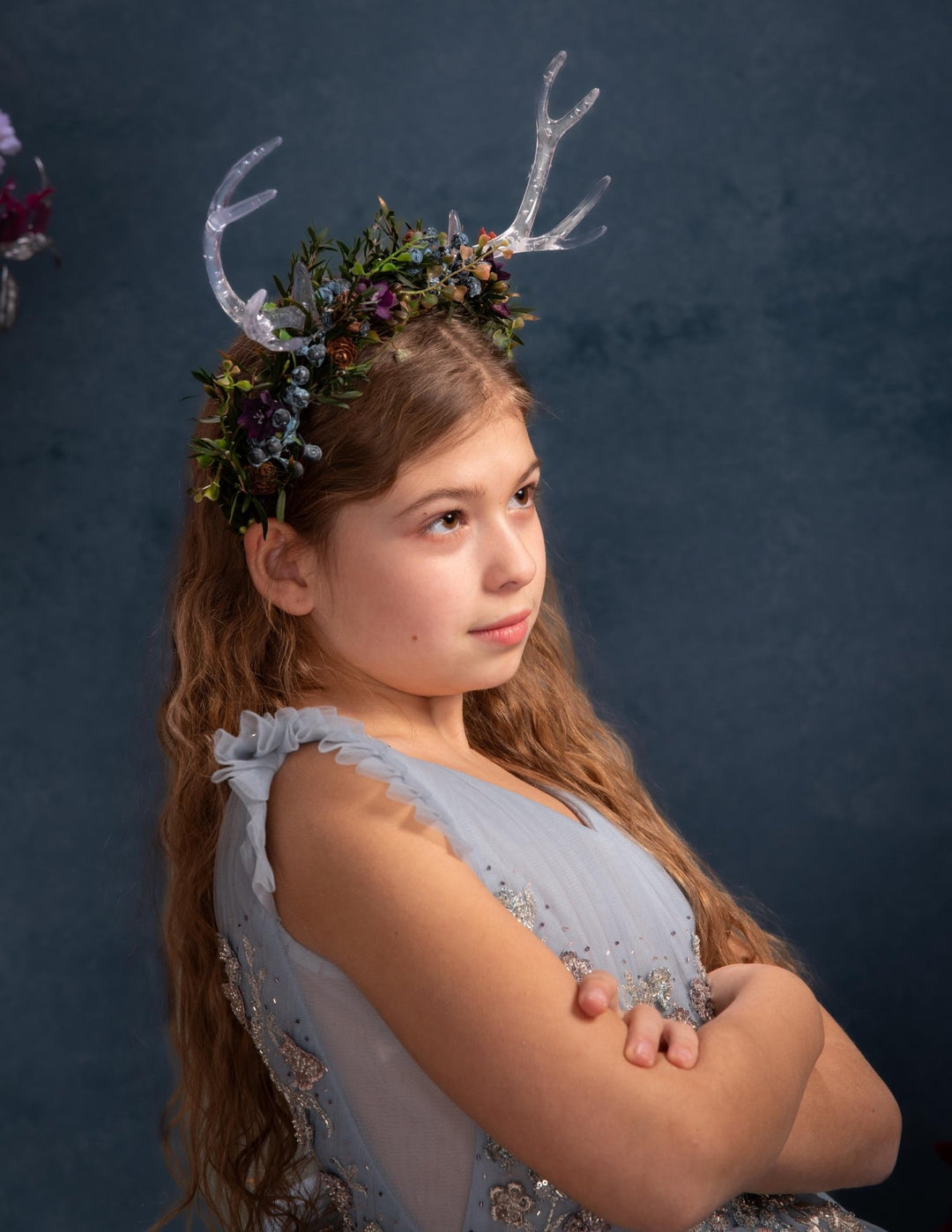 Antler Flower Crown: Transparent Antlers, Fairycore Headband – handmade floral hair accessory by magaela