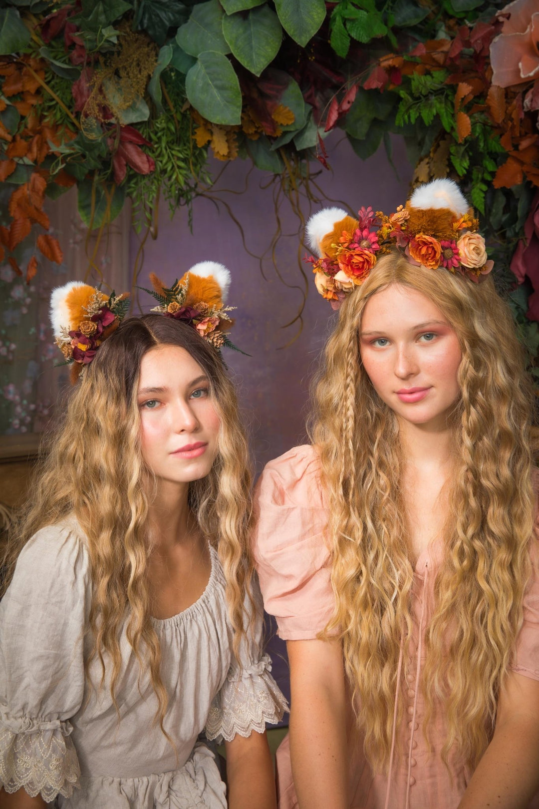 Fox Ears Headband: Fairytale Flower Crown, Kids Costume – handmade floral hair accessory by magaela