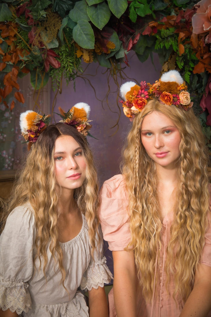 Fox Ears Headband: Fairytale Flower Crown, Kids Costume – handmade floral hair accessory by magaela