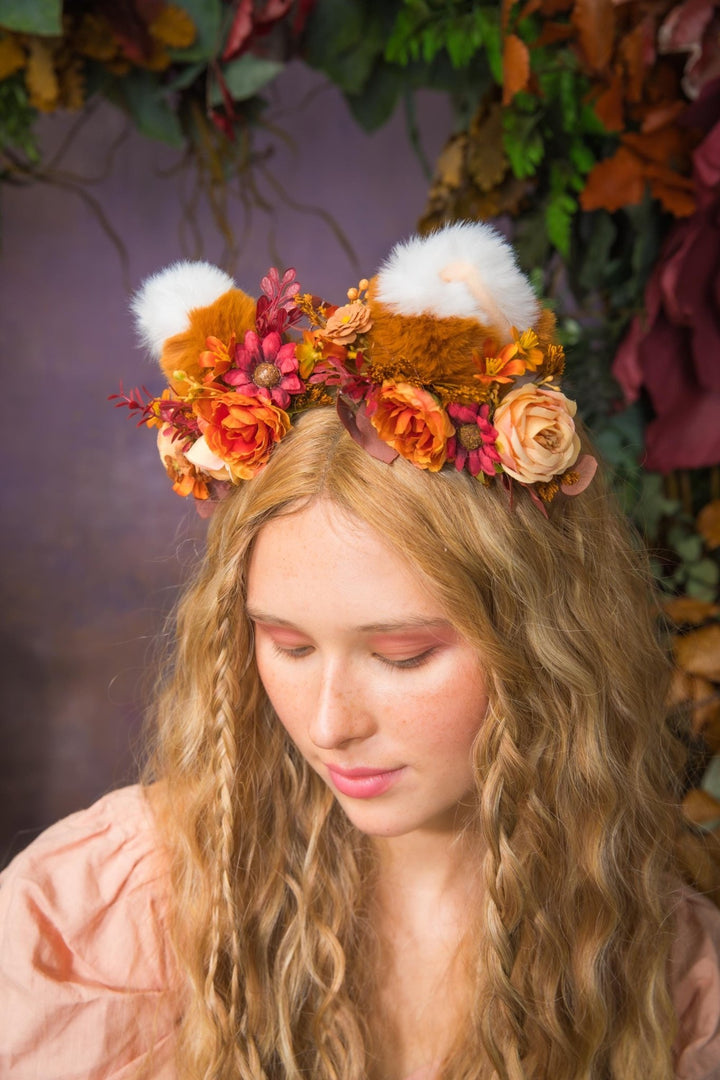 Fox Ears Headband: Fairytale Flower Crown, Kids Costume – handmade floral hair accessory by magaela