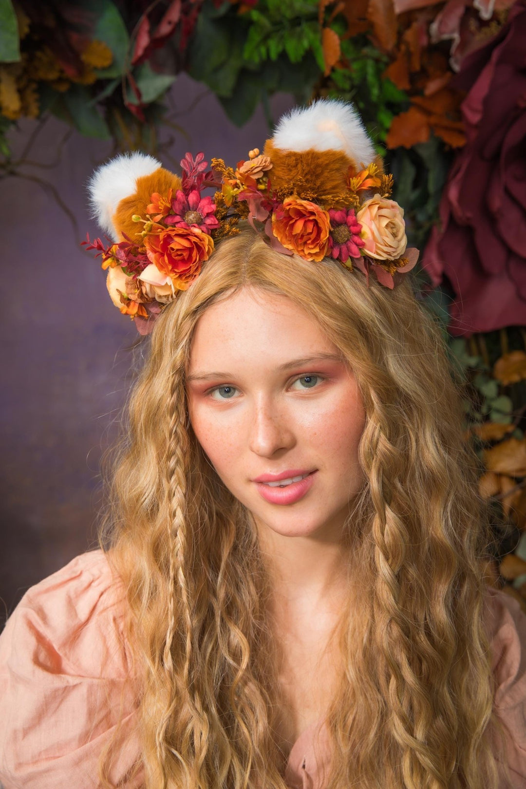 Fox Ears Headband: Fairytale Flower Crown, Kids Costume – handmade floral hair accessory by magaela