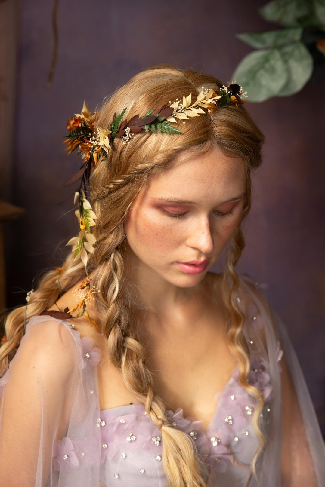 Autumn Sunflower Hair Wreath: Bridal Flower Hair Vine & Clips – handmade floral hair accessory by magaela