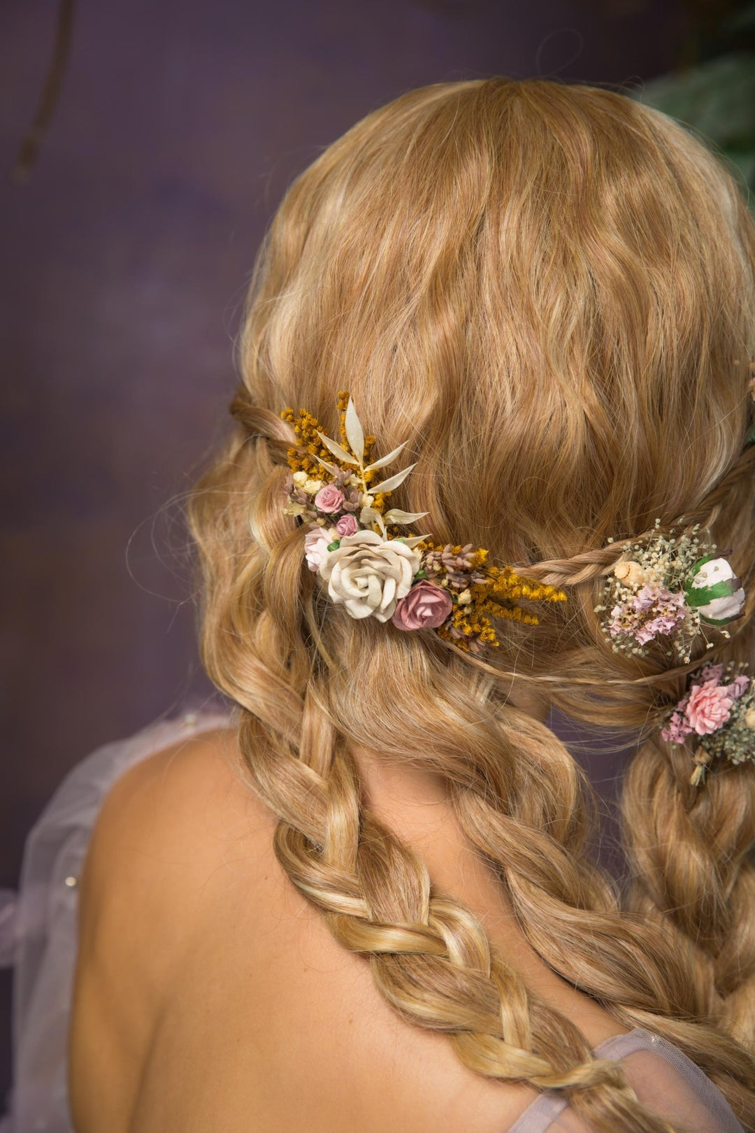 Dusty Pink Rose Hair Comb: Romantic Bridal Flower Comb – handmade floral hair accessory by magaela