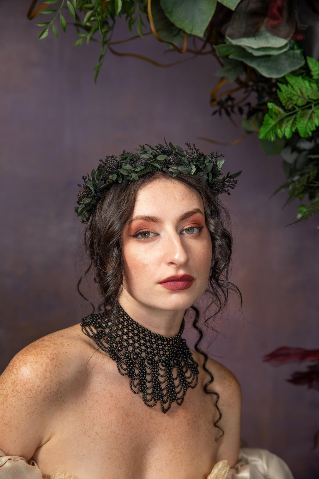 Gothic Black Flower Crown: Halloween Wedding Hair Wreath – handmade floral hair accessory by magaela