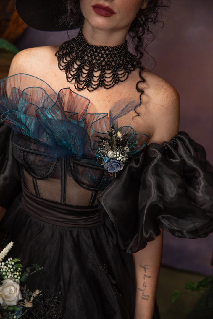 Blue Rose Boutonniere: Winter Wedding Corsage – handmade floral hair accessory by magaela