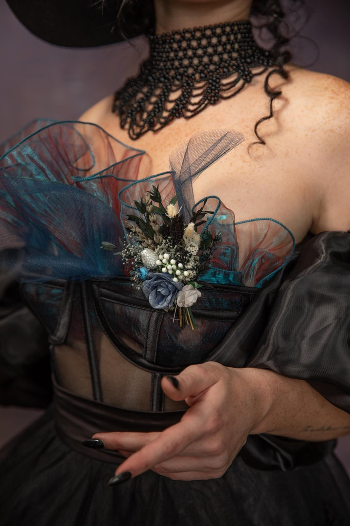 Blue Rose Boutonniere: Winter Wedding Corsage – handmade floral hair accessory by magaela