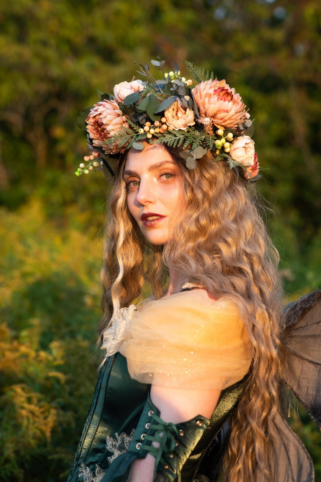 Boho Flower Hair Wreath: Autumn Wedding Bridal Crown – handmade floral hair accessory by magaela
