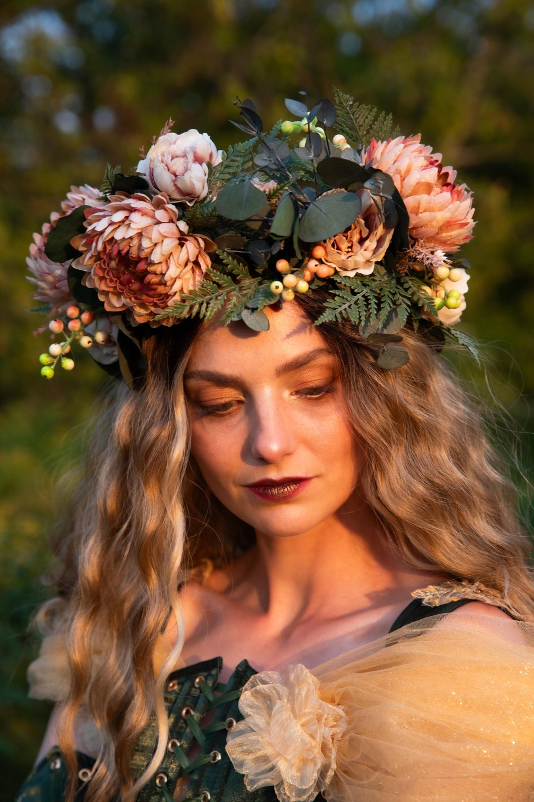 Boho Flower Hair Wreath: Autumn Wedding Bridal Crown – handmade floral hair accessory by magaela