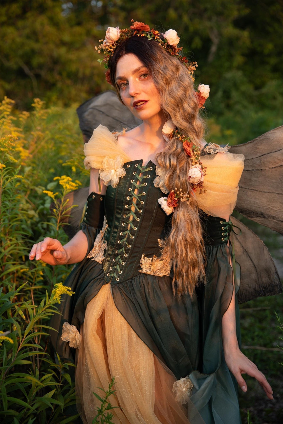 Terracotta Flower Hair Garland: Shapeable Bridal Headpiece – handmade floral hair accessory by magaela