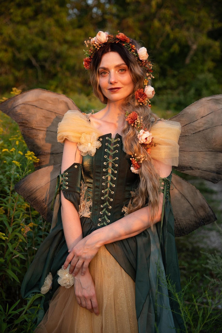 Terracotta Flower Hair Garland: Shapeable Bridal Headpiece – handmade floral hair accessory by magaela