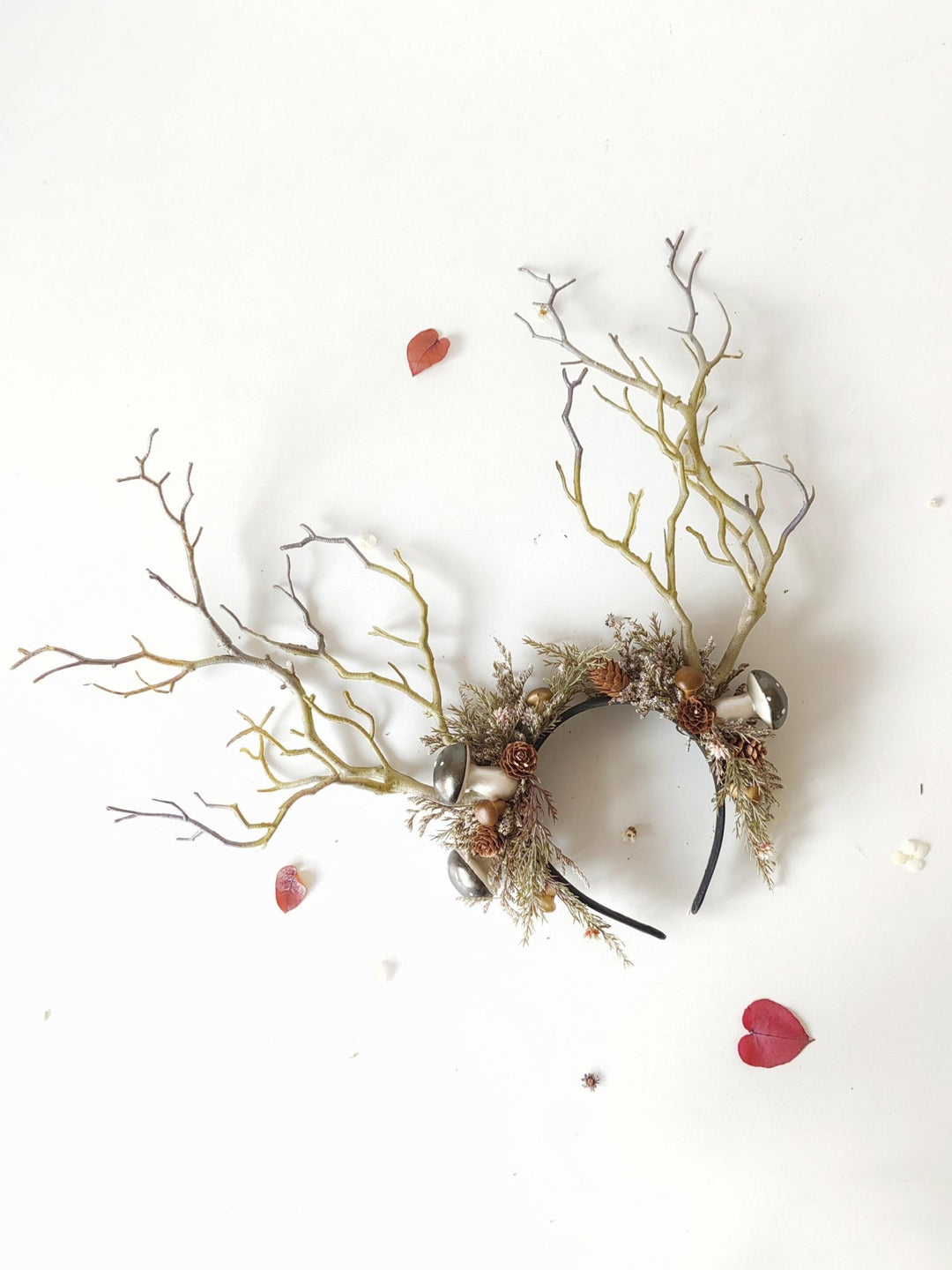 Mushroom Antler Crown: Woodland Fairy Headband, Pagan Costume – handmade floral hair accessory by magaela