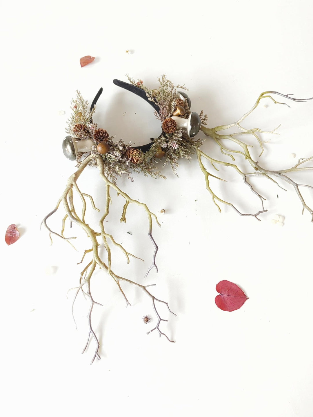 Mushroom Antler Crown: Woodland Fairy Headband, Pagan Costume – handmade floral hair accessory by magaela