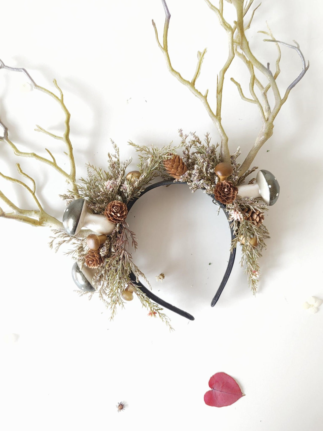 Mushroom Antler Crown: Woodland Fairy Headband, Pagan Costume – handmade floral hair accessory by magaela