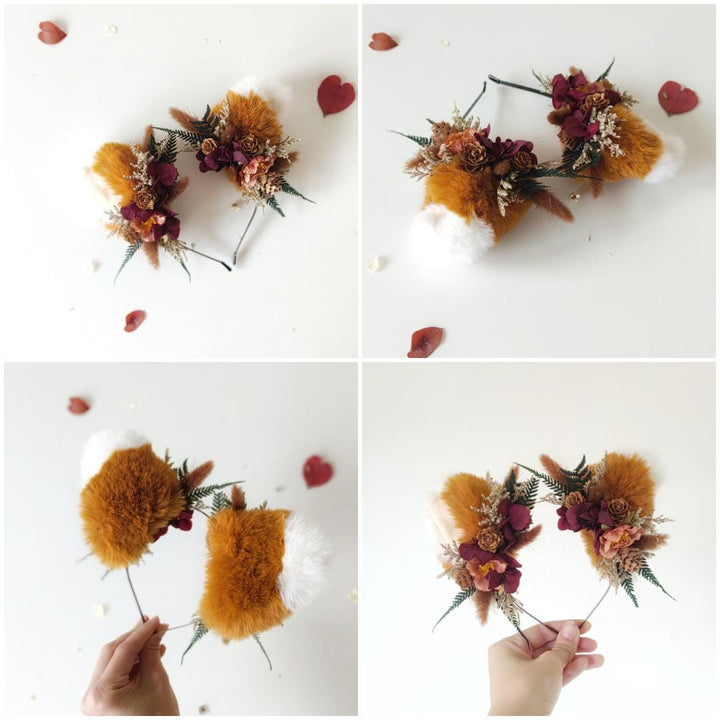 Fox Ears Headband: Fairytale Flower Crown, Kids Costume – handmade floral hair accessory by magaela