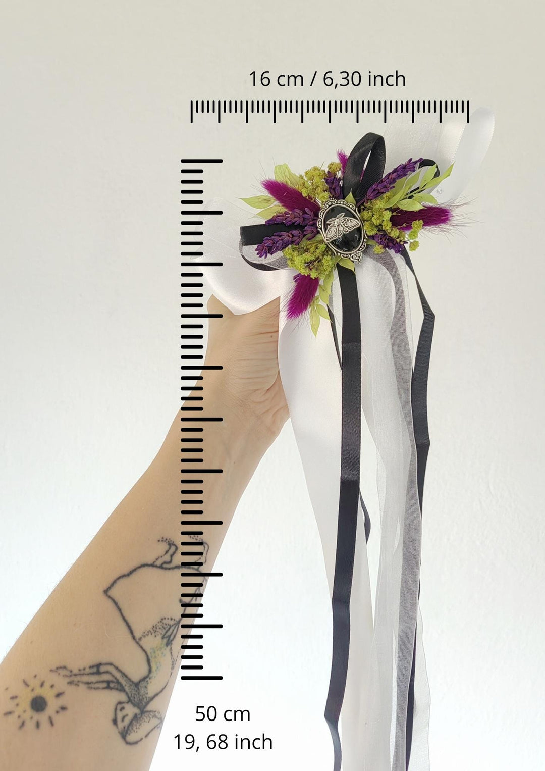 Halloween Hair Clip: Purple Yellow Floral Beetlejuice Bow – handmade floral hair accessory by magaela