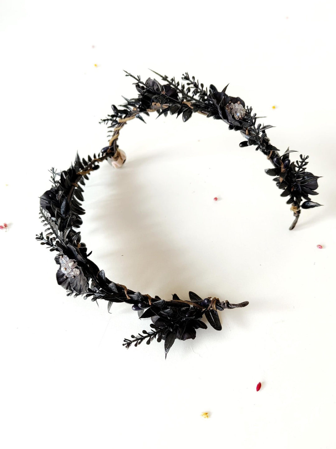 Black Flower Tiara: Gothic Wedding Crown, Halloween Costume – handmade floral hair accessory by magaela