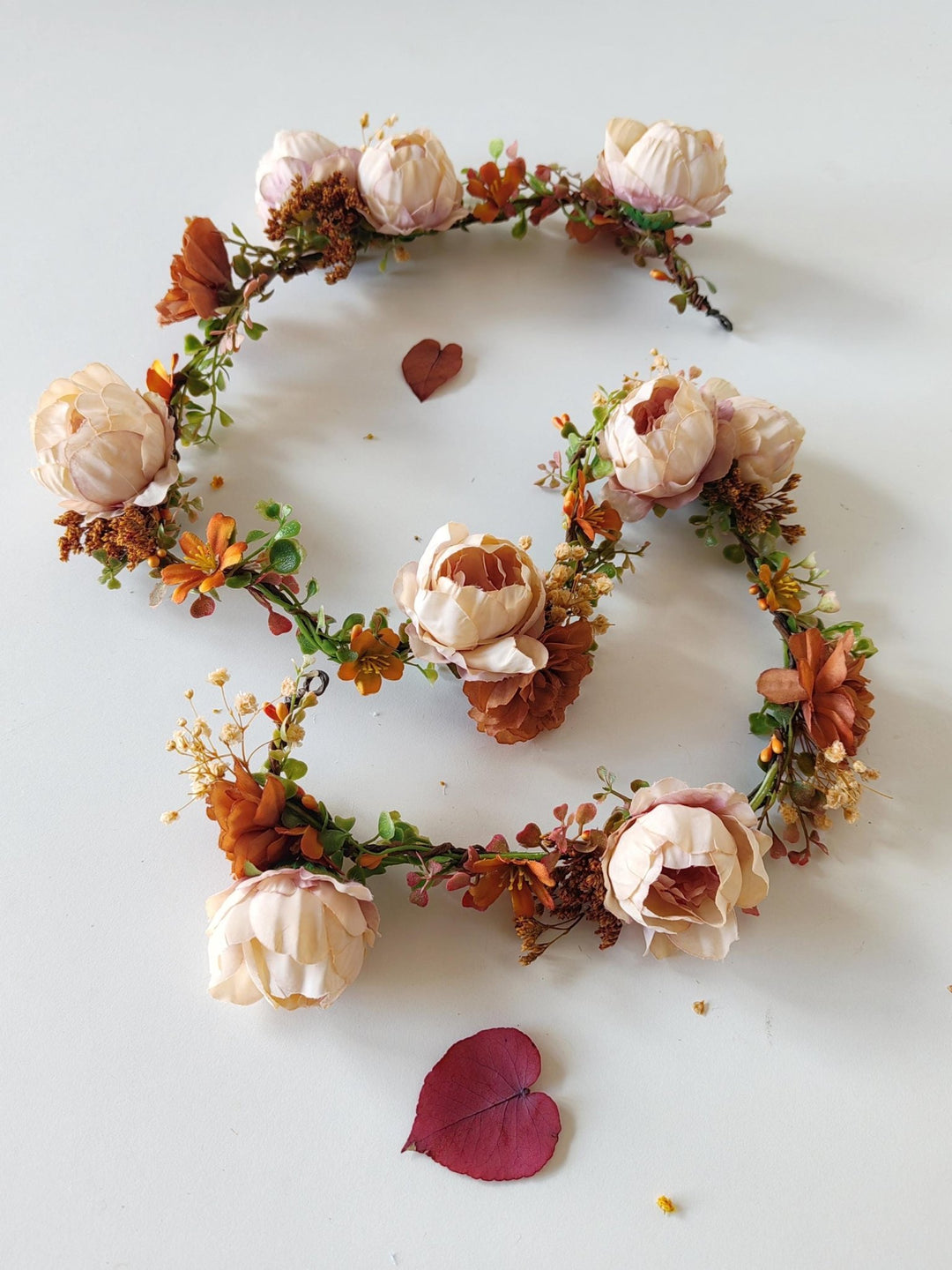 Terracotta Flower Hair Garland: Shapeable Bridal Headpiece – handmade floral hair accessory by magaela