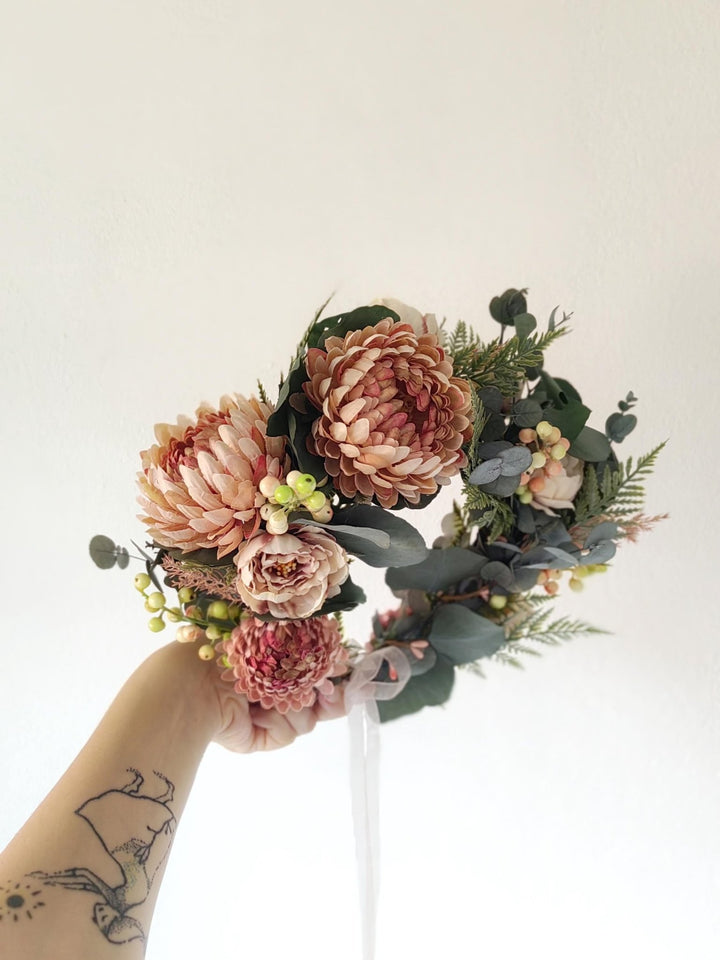 Boho Flower Hair Wreath: Autumn Wedding Bridal Crown – handmade floral hair accessory by magaela