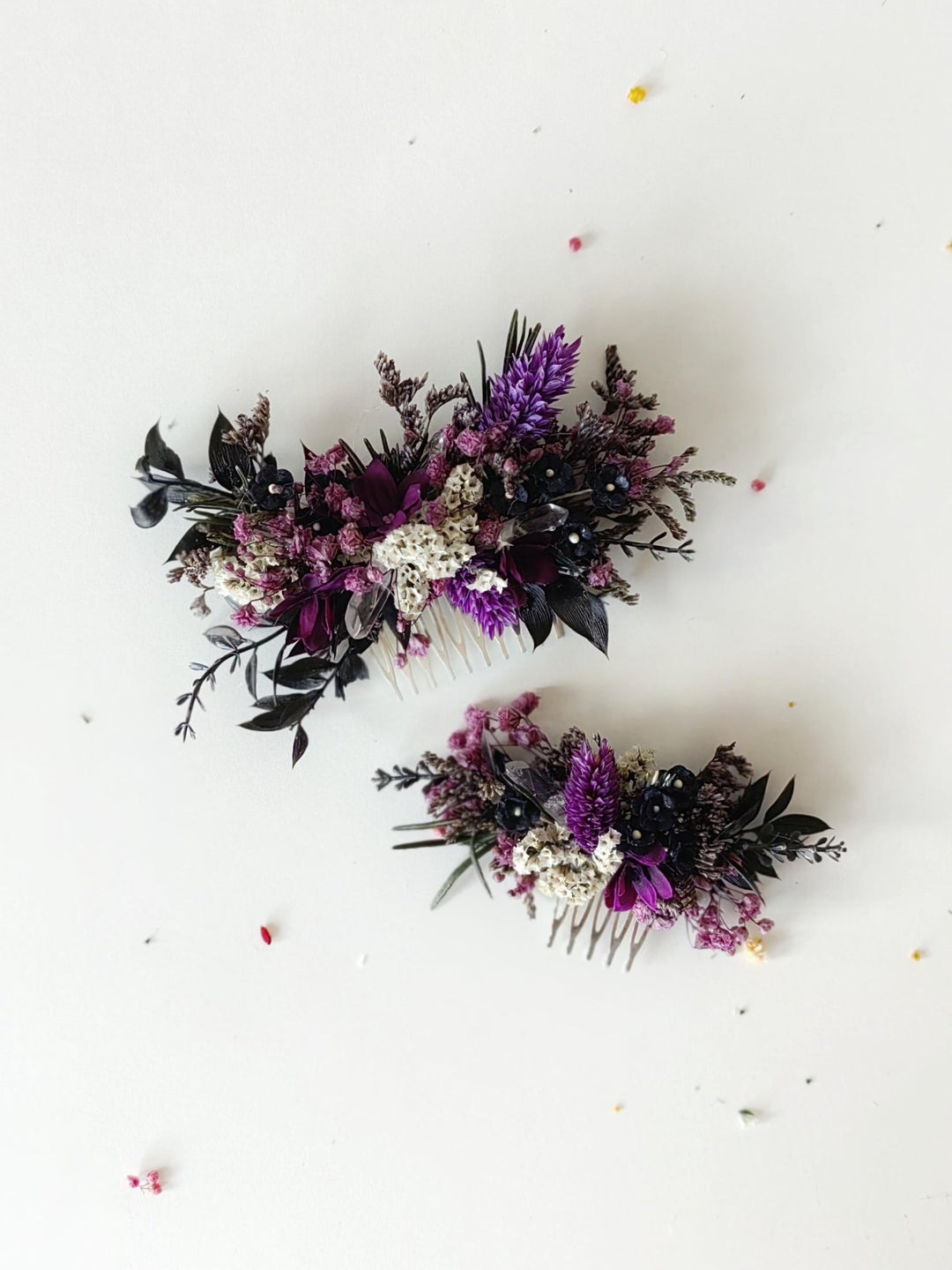 Purple Flower Hair Comb: Autumn Wedding Bridal Hair Accessory – handmade floral hair accessory by magaela