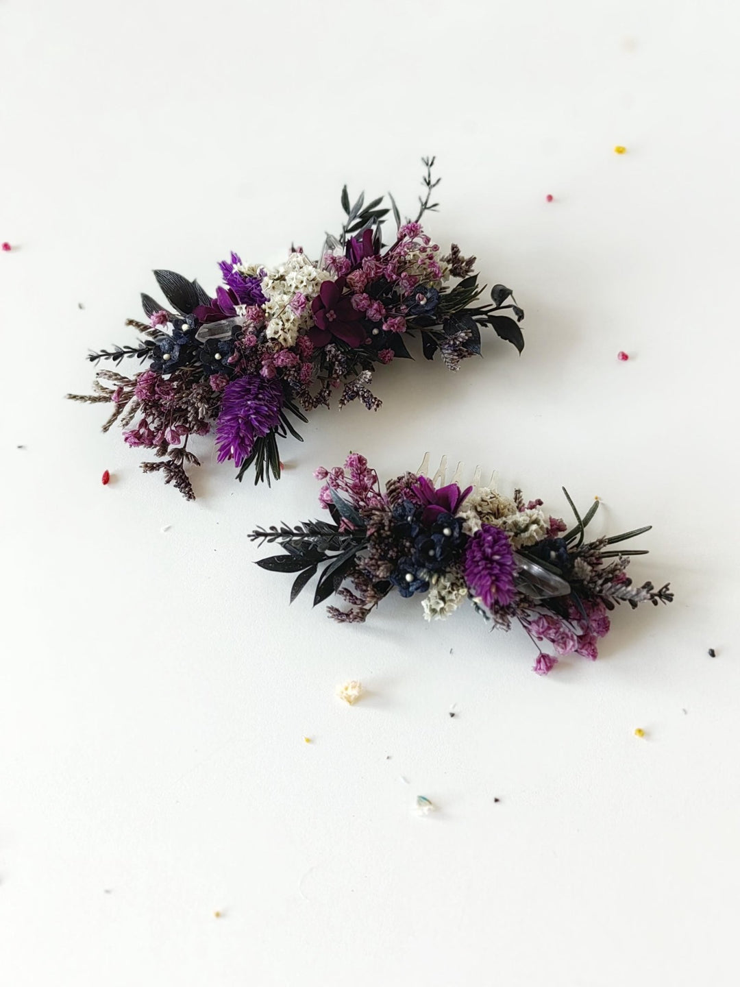 Purple Flower Hair Comb: Autumn Wedding Bridal Hair Accessory – handmade floral hair accessory by magaela