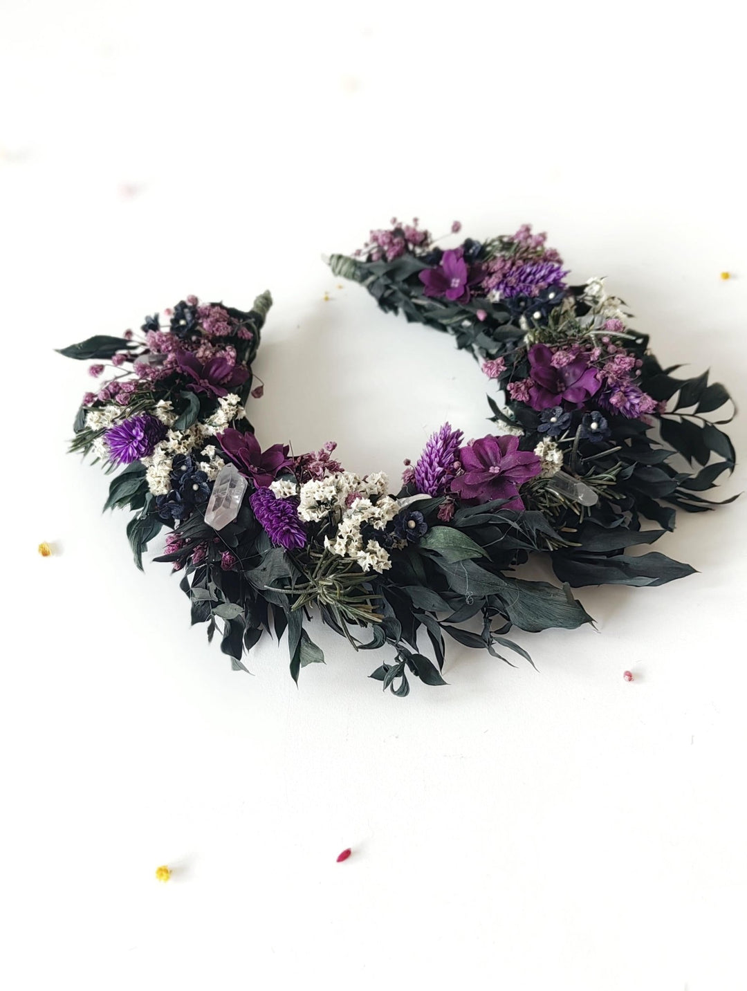 Purple Crystal Bridal Crown: Gothic Flower Headband, Halloween Wedding – handmade floral hair accessory by magaela