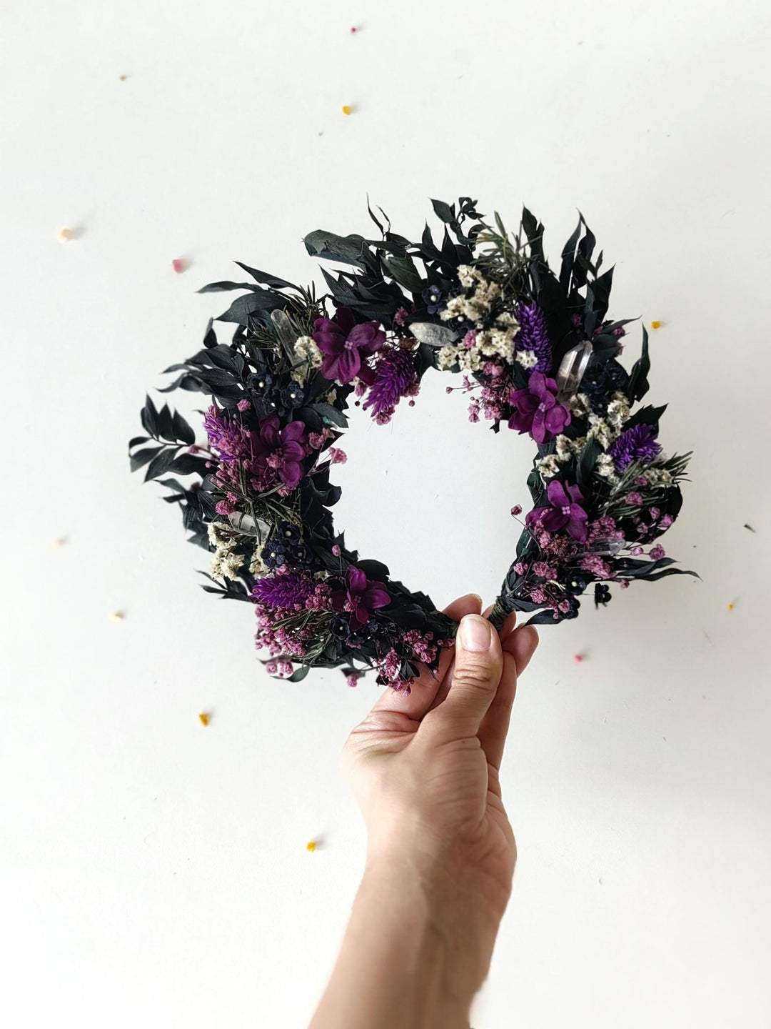 Purple Crystal Bridal Crown: Gothic Flower Headband, Halloween Wedding – handmade floral hair accessory by magaela