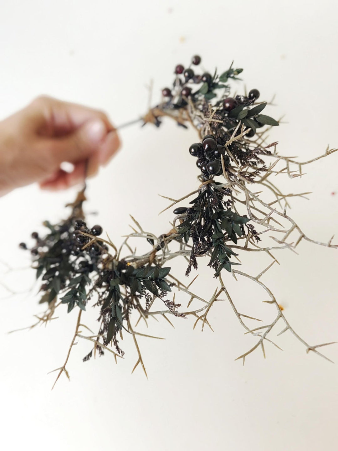 Gothic Bridal Crown: Black Berry Woodland Wedding Headband – handmade floral hair accessory by magaela