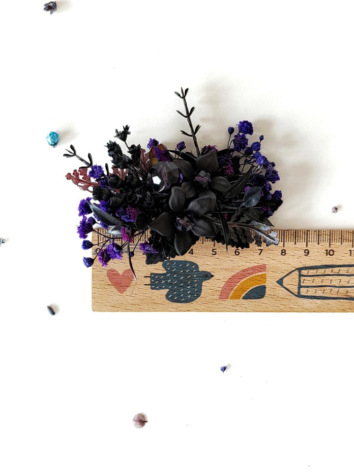 Black Flower Hair Clip: Gothic Wedding, Halloween Jewelry – handmade floral hair accessory by magaela