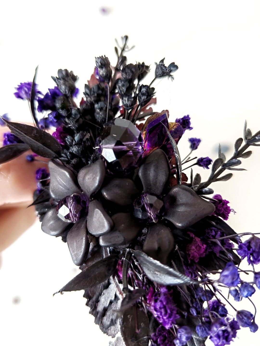 Black Flower Hair Clip: Gothic Wedding, Halloween Jewelry – handmade floral hair accessory by magaela