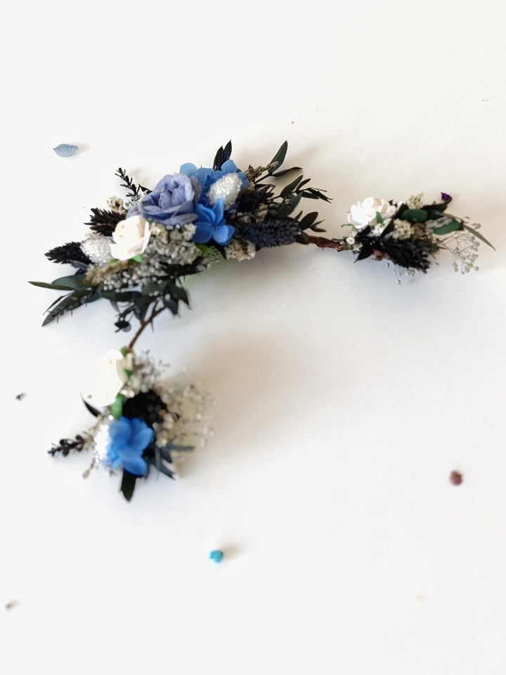 Blue Floral Hair Comb: Gothic Bridal Hair Vine, Winter Wedding – handmade floral hair accessory by magaela